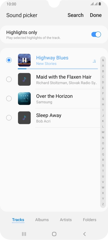 Once you've found a ring tone you like, press Done.
