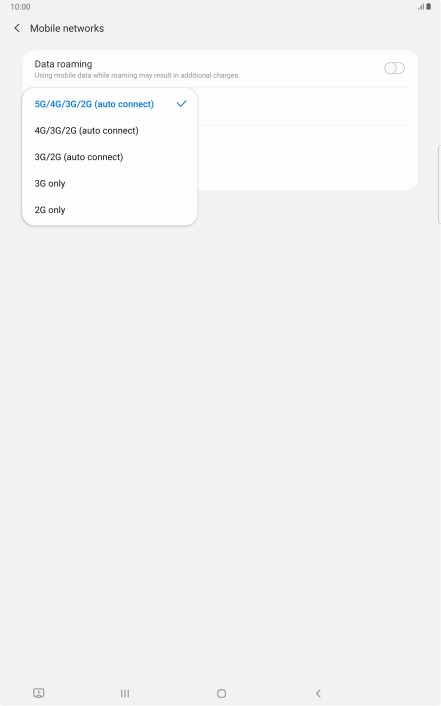 Press the required network mode.