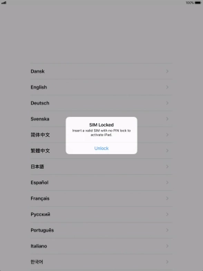 If your SIM is locked, press Unlock.