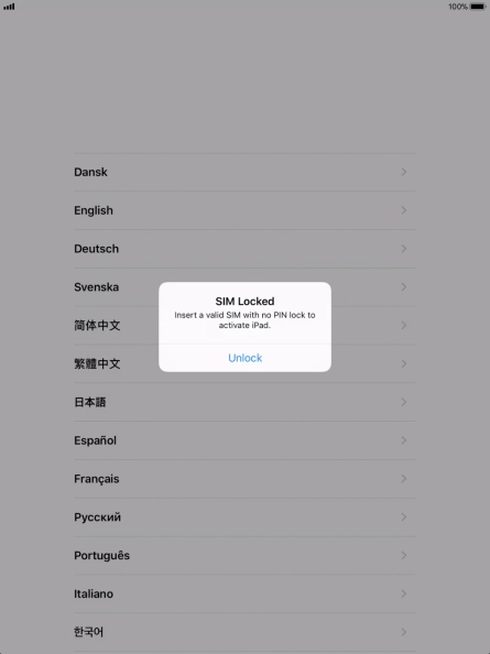 If your SIM is locked, press Unlock.