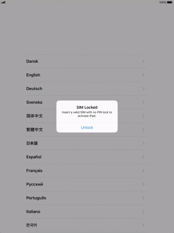 If your SIM is locked, press Unlock.
