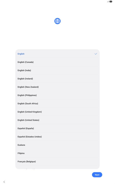 Press the required language.