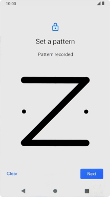 Slide your finger across the screen to connect at least four points and press Next.