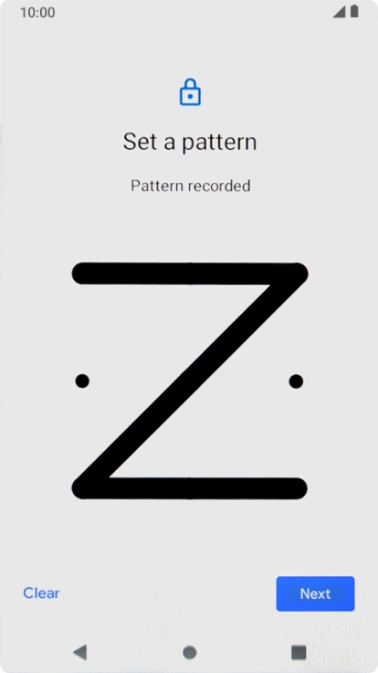 Slide your finger across the screen to connect at least four points and press Next.