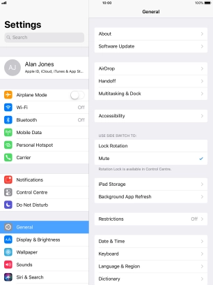 Press Software Update. If a new software version is available, it's displayed. Follow the instructions on the screen to update the tablet software.