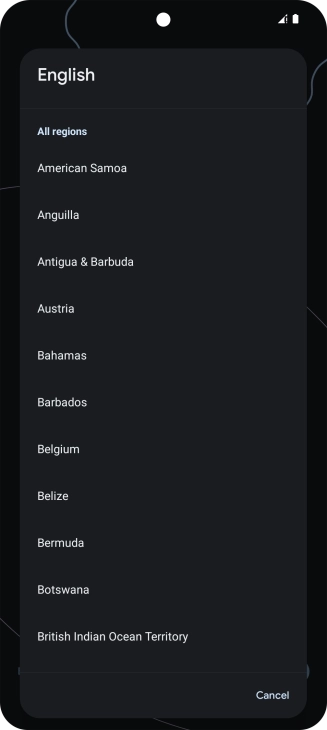 Press the required country or area.