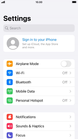 Press Sign in to your iPhone.