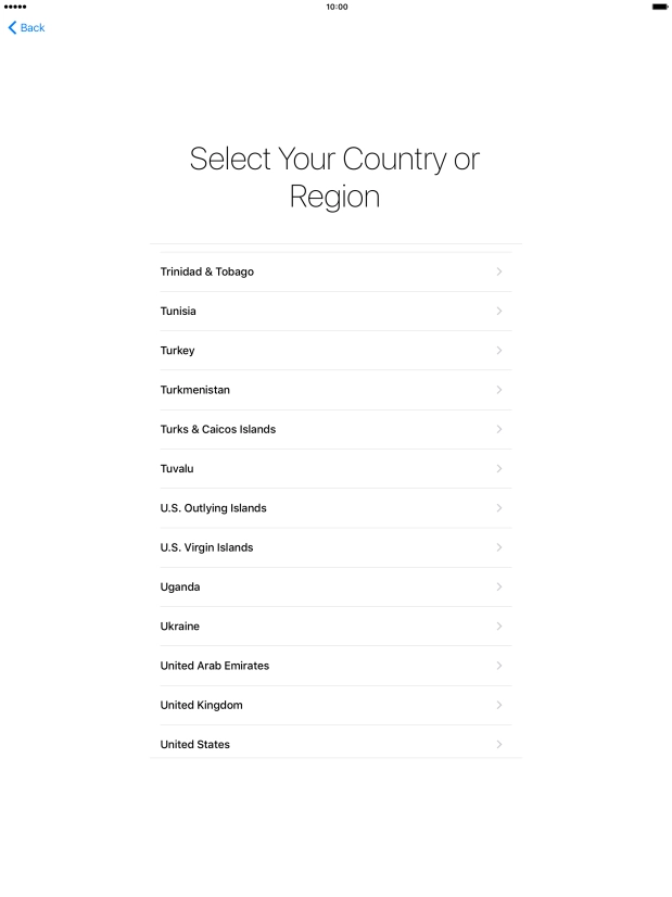 Press the required country or area.