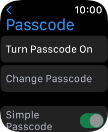 Press Turn Passcode On and key in a lock code of your own choice twice.