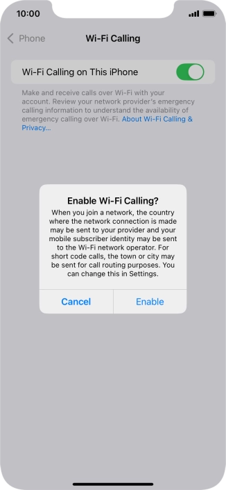If you turn on the function, press Enable.