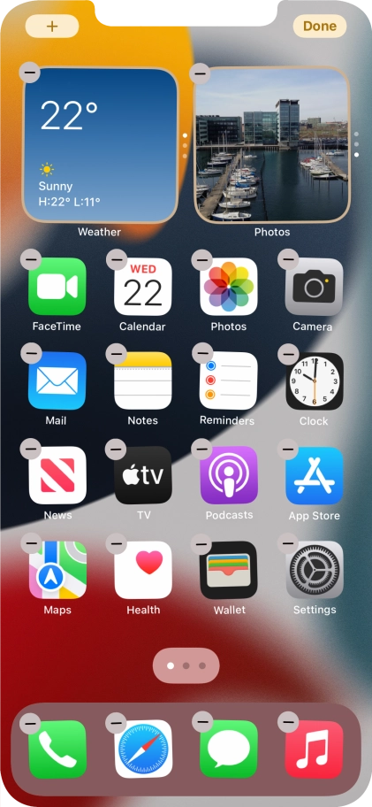 Press the home screen icon.