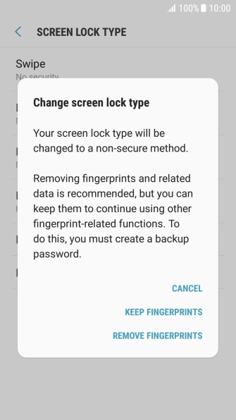 Press REMOVE FINGERPRINTS.