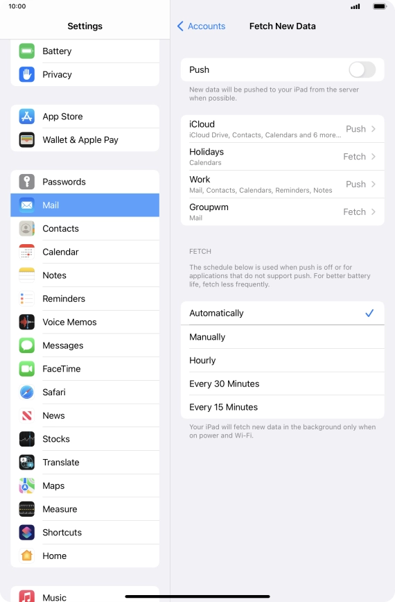 If you turn off the function, press the required setting.