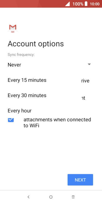 Press the required setting.
