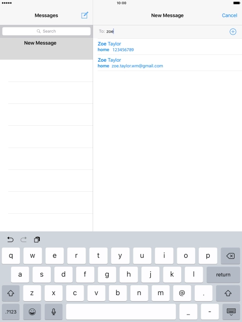 Press the required contact.