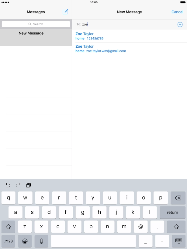 Press the required contact.
