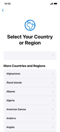 Press the required country or area.