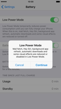 Press Continue to turn on the function.