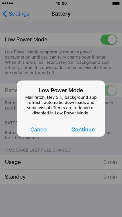 Press Continue to turn on the function.