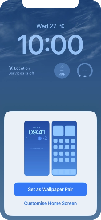 To use the same colour theme on the home screen, press Set as Wallpaper Pair.