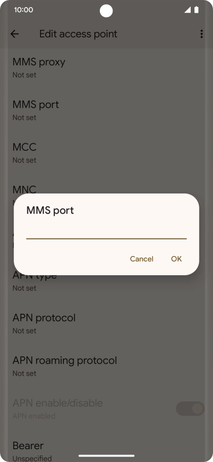 Key in 8080 and press OK.