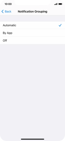 Press the required setting.