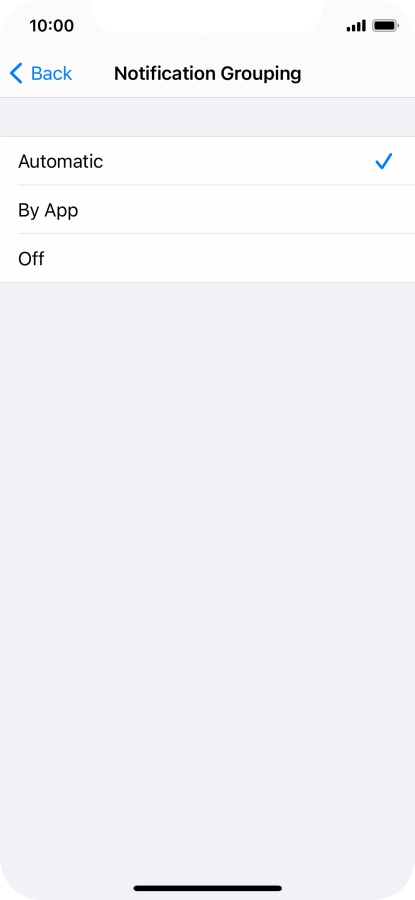 Press the required setting.