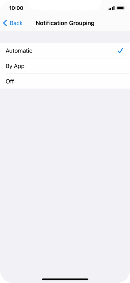 Press the required setting.