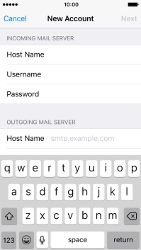 Press Host Name and key in the name or IP address of your email provider's outgoing server. Please note that if you can't send email messages when using your email provider's outgoing server, key in smtp.vodafone.net.au (Vodafone's outgoing server).