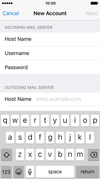 Press Host Name and key in the name of your email provider's outgoing server. Please note that if you can't send email messages when using your email provider's outgoing server, key in smtp.vodafone.net.au (Vodafone's outgoing server).