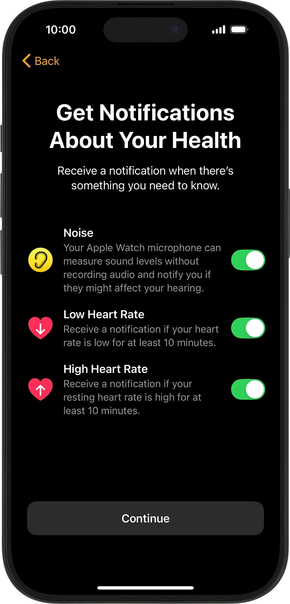 On your phone: Press the indicators to turn the required settings on or off.