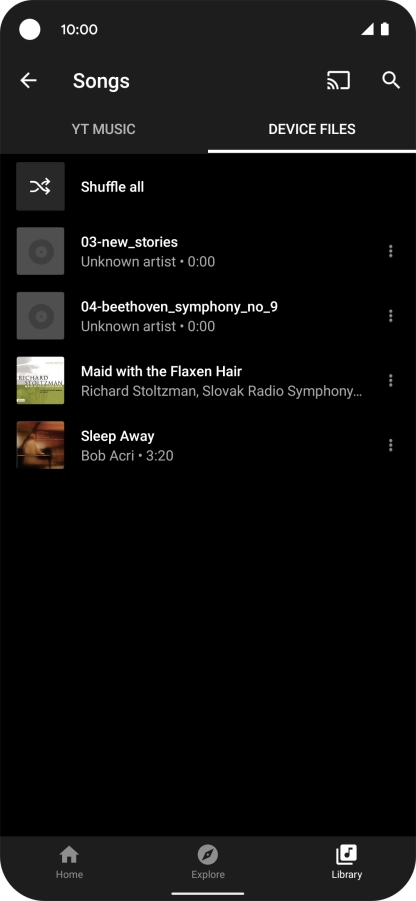 Press the required audio file.