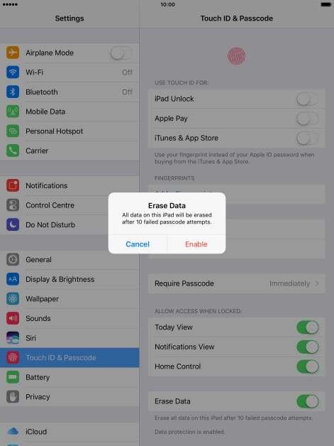 If you turn on the function, press Enable.
