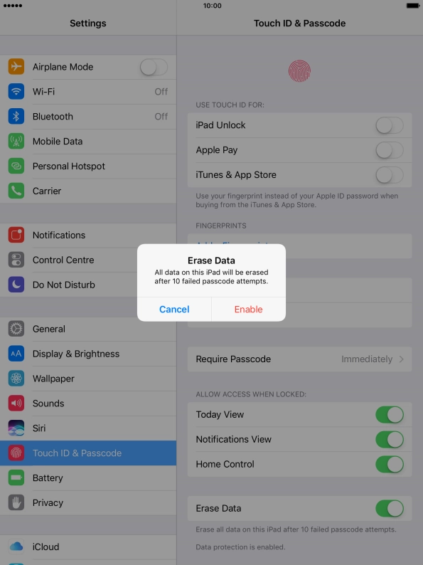 If you turn on the function, press Enable.