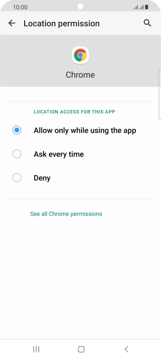 Press the required setting.
