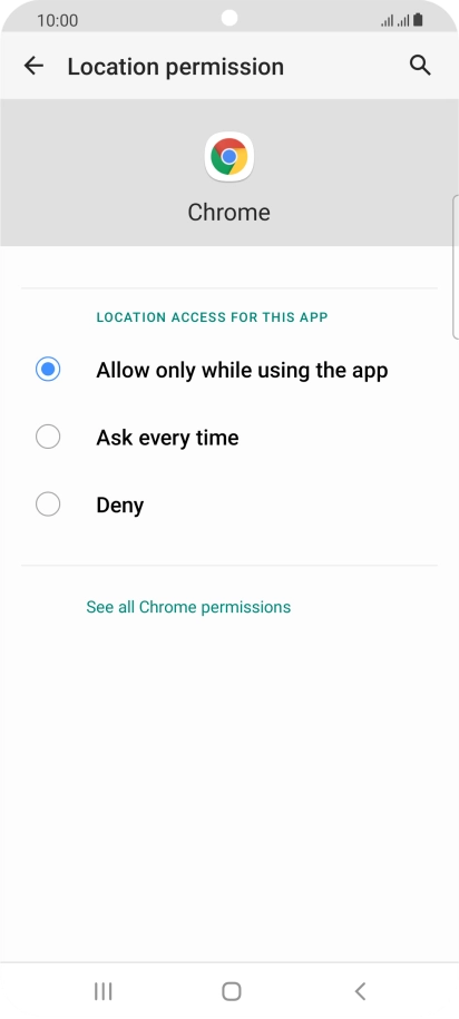 Press the required setting.