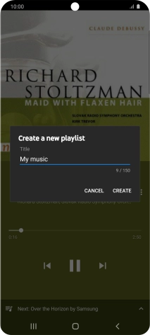 Key in a name for the playlist and press CREATE.