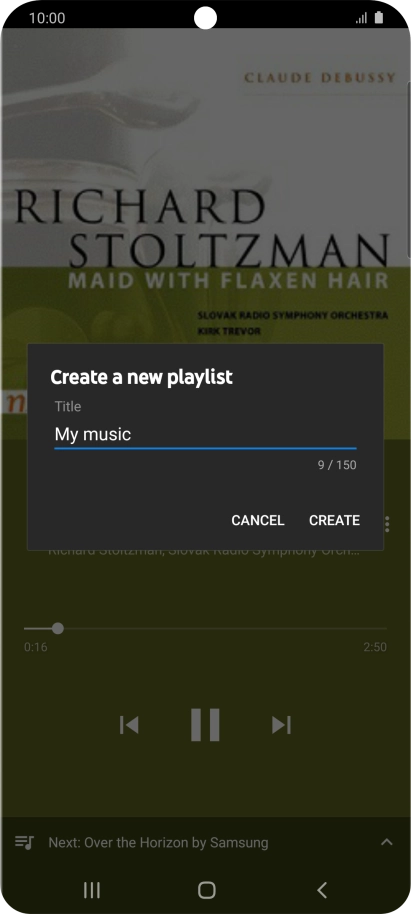 Key in a name for the playlist and press CREATE.