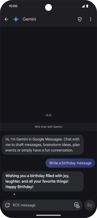 The text suggestion from Gemini is displayed.