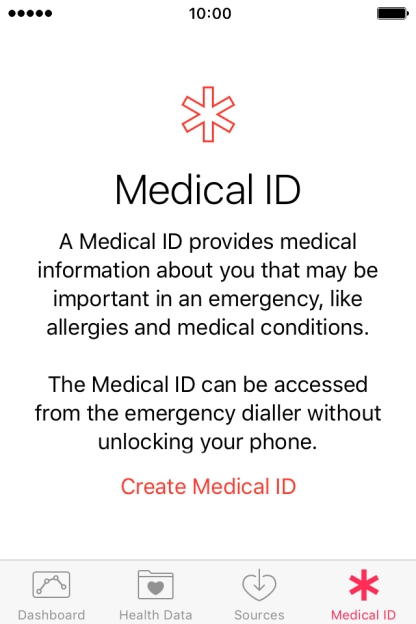 Press Create Medical ID.