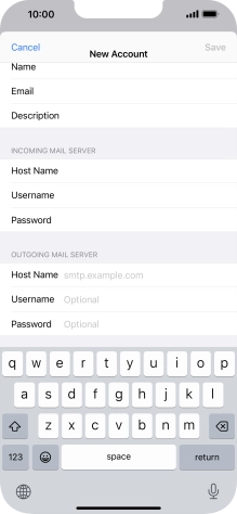 Press Host Name and key in the name or IP address of your email provider's outgoing server. Please note that if you can't send email messages when using your email provider's outgoing server, key in smtp.vodafone.net.au (Vodafone's outgoing server).