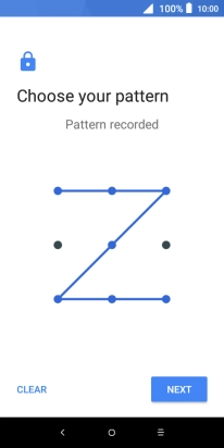 Slide your finger across the screen to connect at least four points and press NEXT.