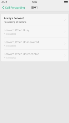 Press the required divert type.