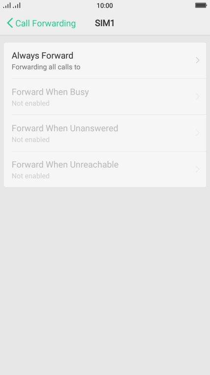 Press the required divert type.