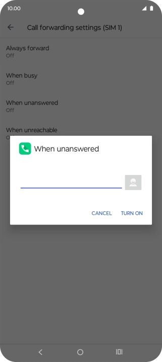 Key in +61414121121 and press TURN ON.