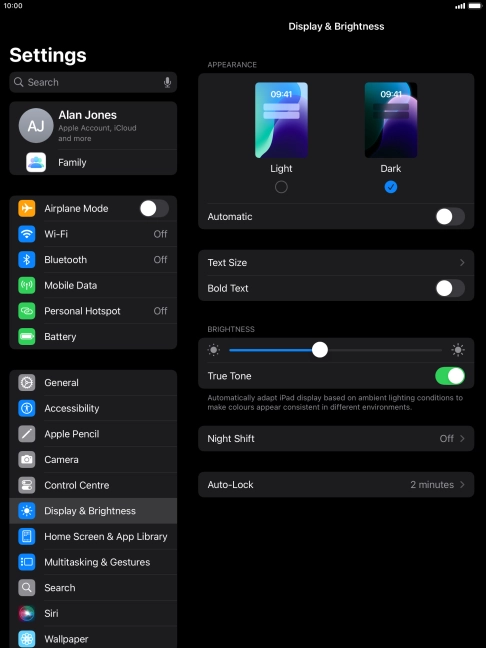 Press the indicator next to 