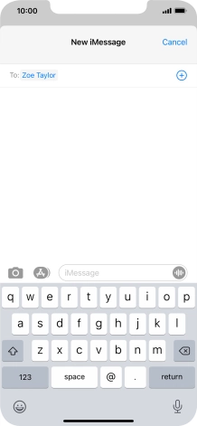 If the recipient can receive iMessages, iMessage is displayed in the text input field.