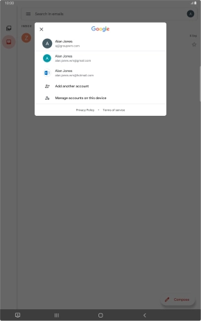Press the required email account.