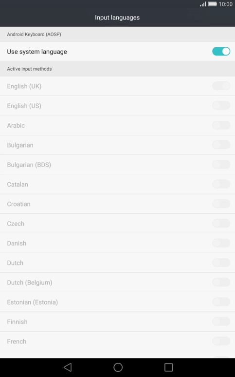 Press Use system language to turn it off.