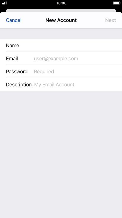 Press Email and key in your email address.